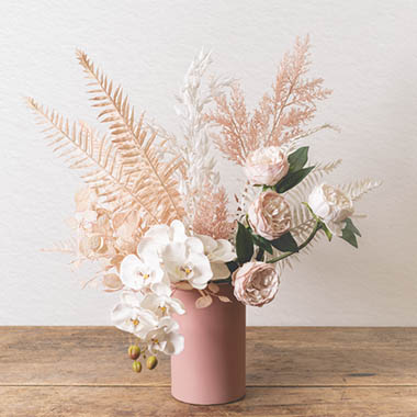 Fabulous Ferns & Roses In Pink Vase