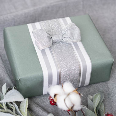  - Sage & Silver Glitter Xmas Gift Wrap