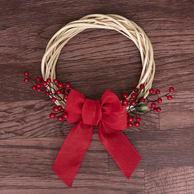  - Red Bow & Berries Willow Wreath