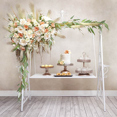 Peaches & Cream Garden Roses and Eucalyptus Table Arch