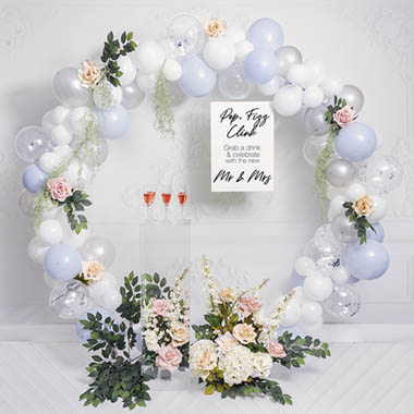  - Silver Balloon Garland with flowers