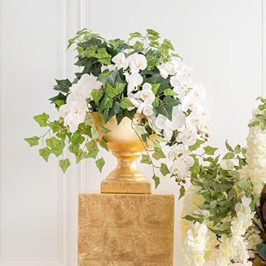 Ivy & Orchids in Champagne Urn