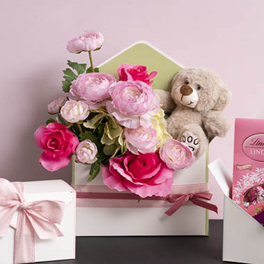  - Flowers & Teddy in a Box