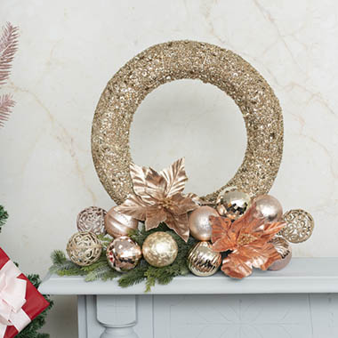 Gold Glitter Wreath with Poinsettias