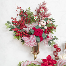 Red Berries, Candy Sprays & Elves Christmas Urn Arrangement