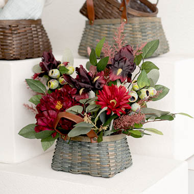  - Brilliant Burgundy Blooms in Carry Basket