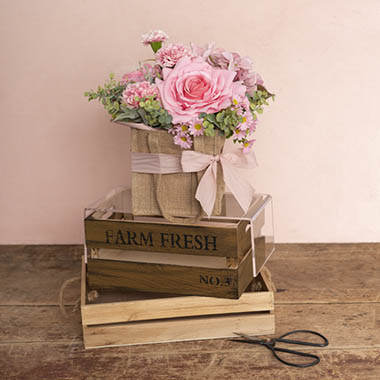 Country-Style Pink Roses in Natural Jute