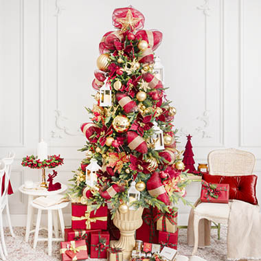  - Radiant Gold & Burgundy Christmas Tree