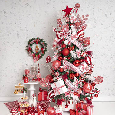 Candyland Peppermint Red & White Christmas Tree