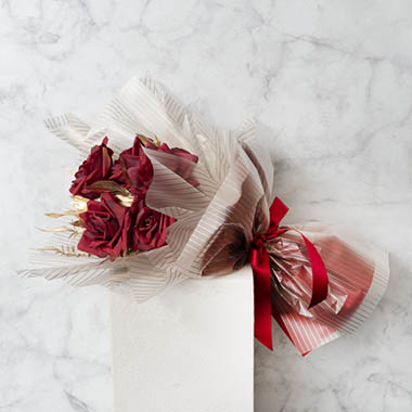  - Lustrous Frosted Gold & Rouge Wrapped Roses