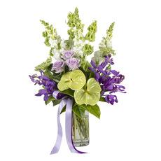 Interflora Purple & Green Vase Arrangement