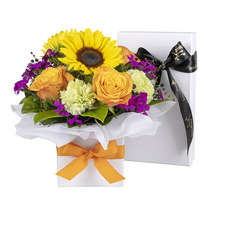 Interflora Sunflower and Rose posy in mini box