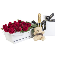 Interflora 12 Red Roses in Presentation Box with chocolates