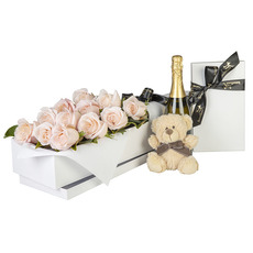 Interflora 12 Pink Roses in Presentation Box with chocolates