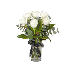  - Interflora 6 White Rose Vase Arrangement