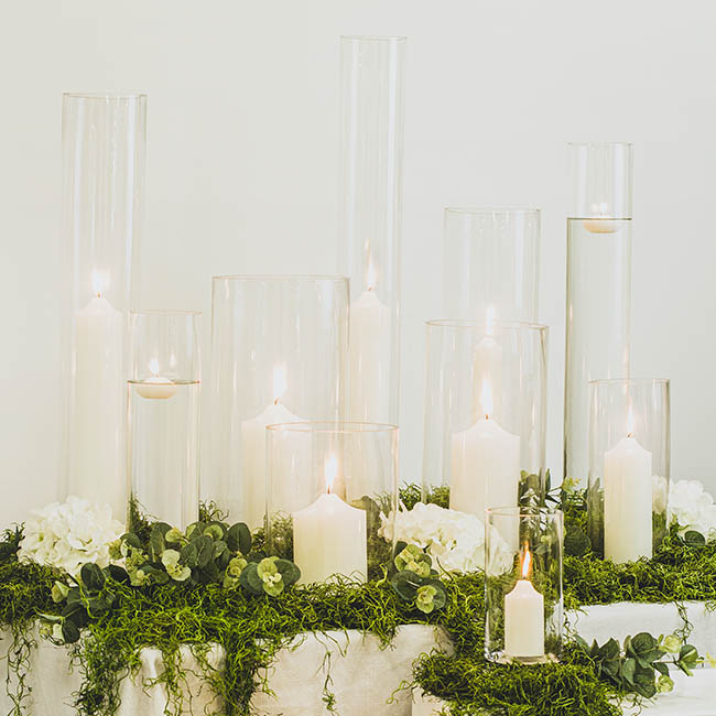 Elegant Glass Vase & Pillar Candles Display
