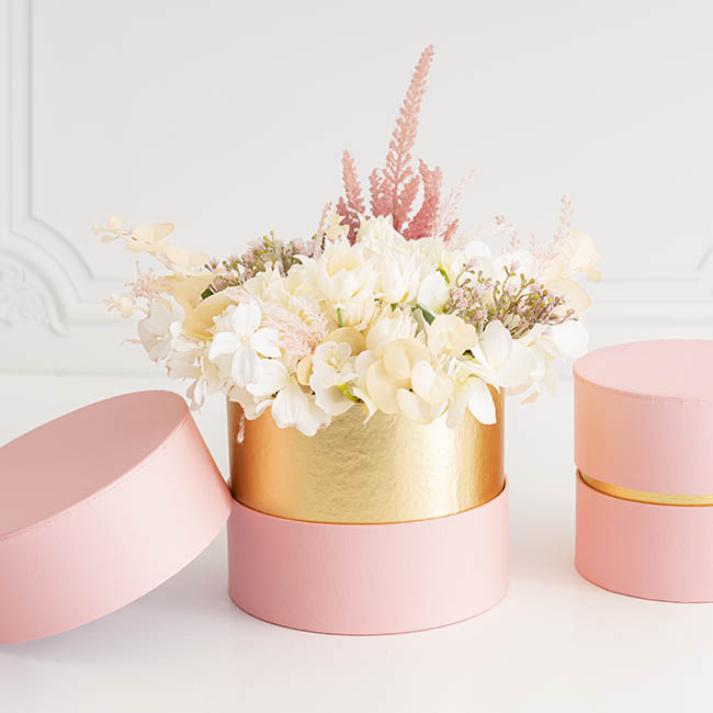 Luxe Pink & Gold Hatbox Arrangement