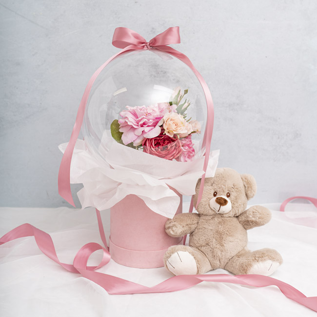 Romantic Flower Bouquet in Bubble Balloon