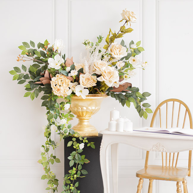 Antique Blooms in Champagne Gold Urn