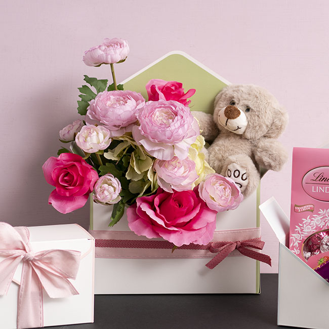Flowers & Teddy in a Box