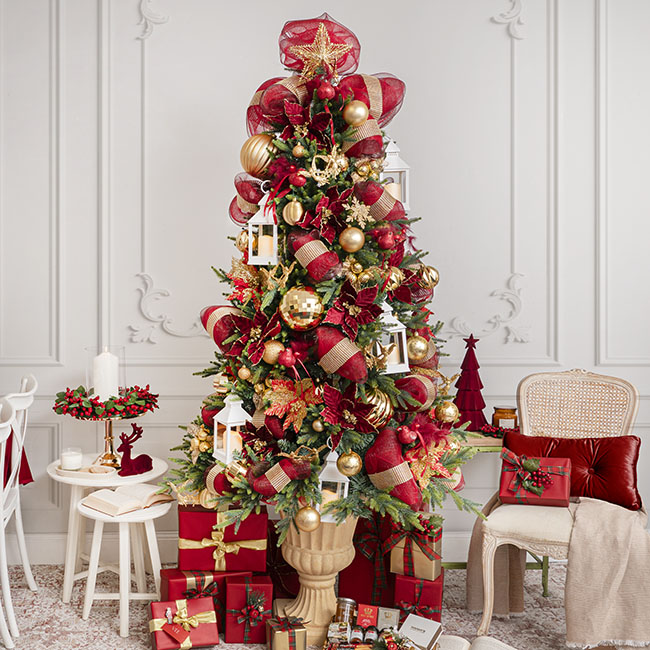 Radiant Gold & Burgundy Christmas Tree | Past DIY Projects | Koch & Co