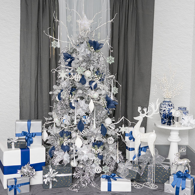 Silver & Navy Frozen Christmas Tree