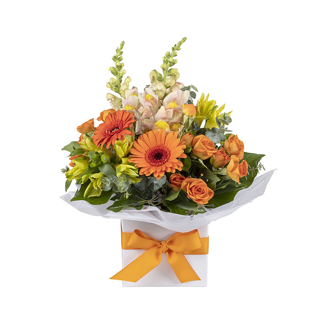 Interflora Orange flower Posy in Mini Box