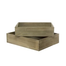 Wooden Crates & Boxes - Wooden Hamper Tray Set 2 Brown (43x34x10cmH)