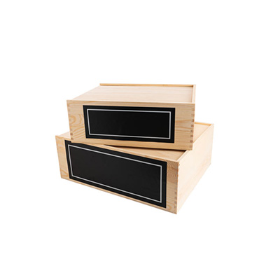 Wooden Crates & Boxes - Wooden Hamper Box and Lid Jumbo Set 2 Natural (47x38x17cmH)