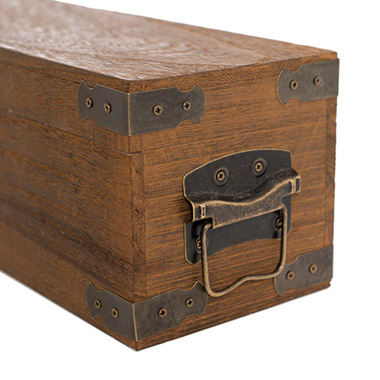 Wooden Single Wine Box Anqitue Brown 36x12x12cmh