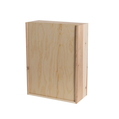 Wooden Crates & Boxes - Wooden Box with Wooden Sliding Lid (40x30x15cmH)
