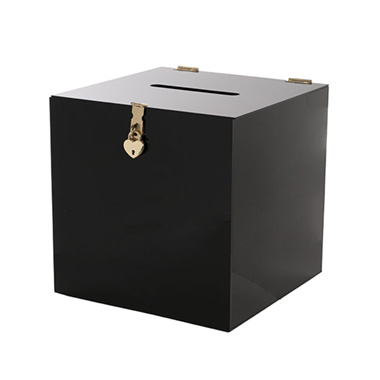 Wedding Wishing Wells - Wishing Well Acrylic Box with Heart Lock Black (30x30x30cmH)