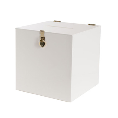 Wedding Wishing Wells - Wishing Well Acrylic Box with Heart Lock White (30x30x30cmH)