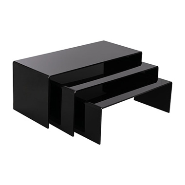 Table Risers - Acrylic Riser Rectangle Set 3 5mm Black (20cmWx45cmLx18cmH)