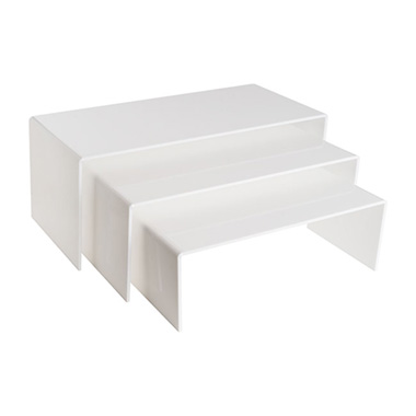 Table Risers - Acrylic Riser Rectangle Set 3 5mm White (20cmWx45cmLx18cmH)