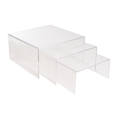 Table Risers - Acrylic Riser Square Set 3 5mm Clear (35x35cmx18cmH)