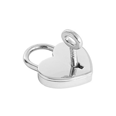 Love Heart Padlock with Key Pack 2 Silver (30x39mmH)