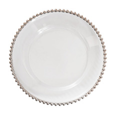 Charger Plates - Clear Charger Plate with Beaded Edge Champagne (32cmD)