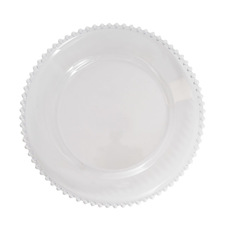 Charger Plates - Clear Charger Plate with Beaded Edge White (32cmD)