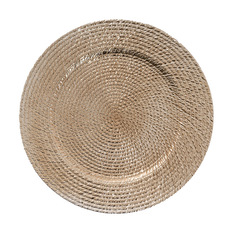 Charger Plates - Rattan Pattern Charger Plate Metallic Tan Gold (33cmD)