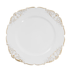 Charger Plates - Vintage Charger Plate White with Gold Edge (35.5cmD)