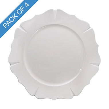 Charger Plates - Scallop Rim Charger Plate Pack 4 White (33cmD)