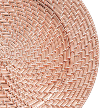 Swirl Rattan Charger Plate Pack 4 Rose Gold (33cmD)