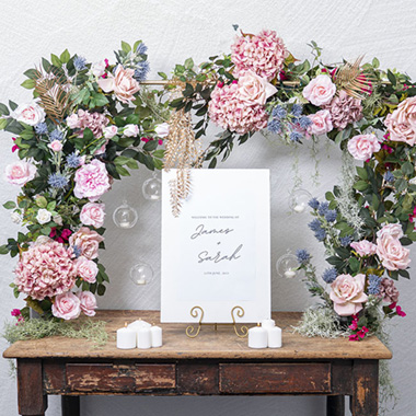 Wedding Arches - Metal Table Flower Arch Extendable Gold (125x110cmH)