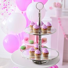 Annabelle Cake Stand 2 Tiers Silver (25x40cmH)