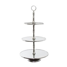 Cake Stands - Annabelle Cake Stand 3 Tiers Silver (30x57cmH)