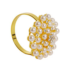 Napkin Rings - Pearl Flower Napkin Ring Gold (4cmD)