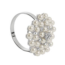 Napkin Rings - Pearl Flower Napkin Ring Silver (4cmD)