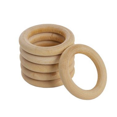Napkin Rings - Wooden Napkin Ring Pack 6 Natural (0.8cmx4.5cmD)