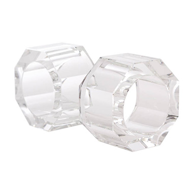 Napkin Rings - Acrylic Octagon Napkin Ring Pack 2 Clear (4.5cmD)